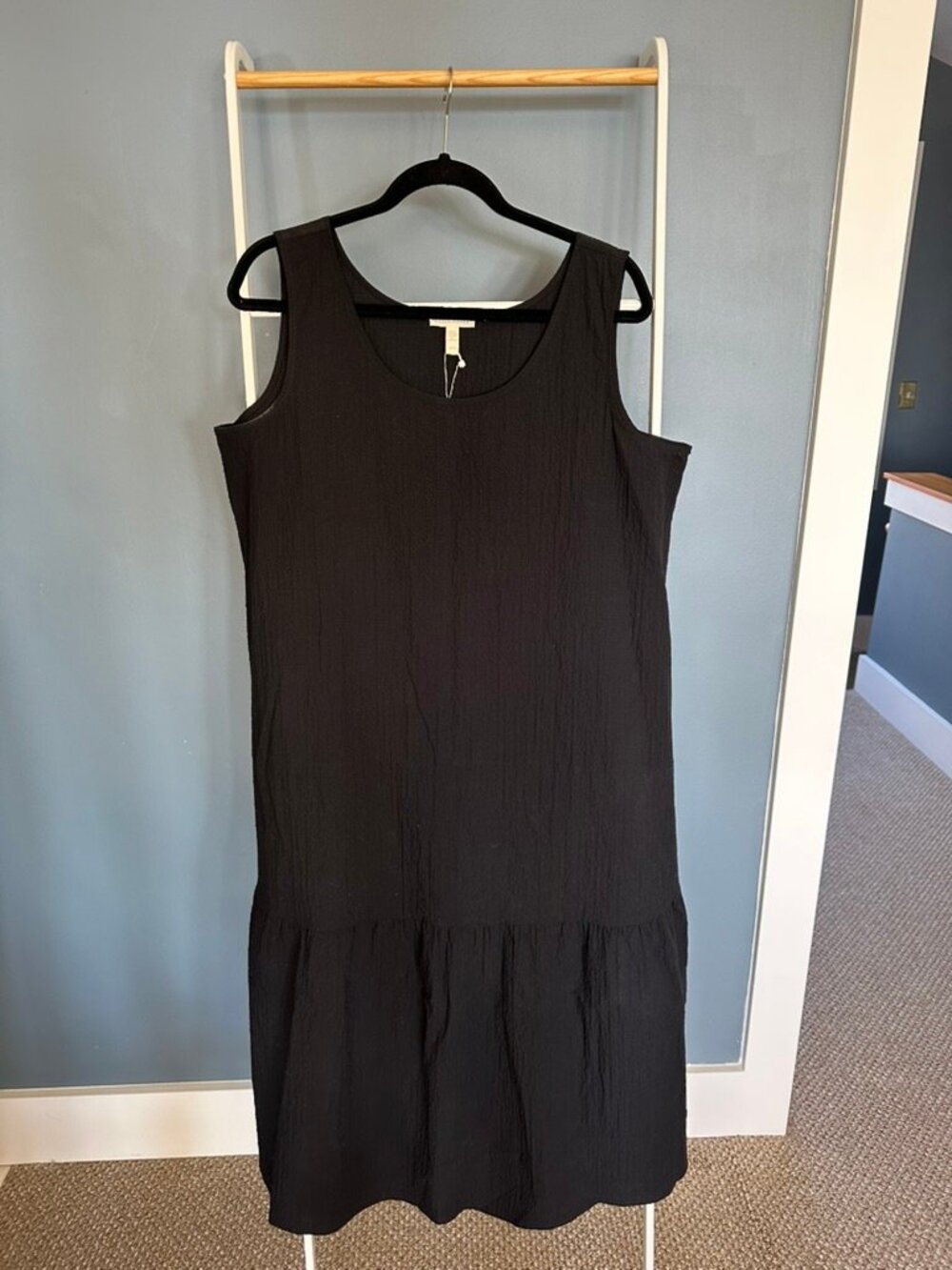 Eileen Fisher Organic Cotton Pucker Tiered Dress XL NWT